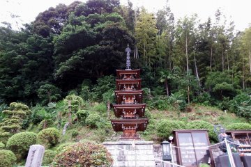 <p>A small five-storied pagoda is a memorial tower to pray for the souls of victims of natural disasters worldwide</p>