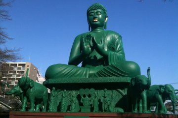 Looking like the Jolly Green Giant, its the Big Buddha of Toganji