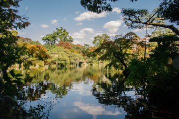 <p>Central pond of Sorakuen Garden</p>