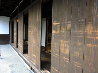 Wooden sliding doors of the retreat