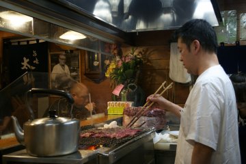 The chef grilling the cow tongues! Remember, if you sit by the counter you get to see all the action going on in the kitchen