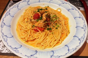 <p>Tomato based spaghetti in Umeda, Osaka</p>