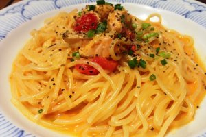 Tomato based spaghetti in Umeda, Osaka