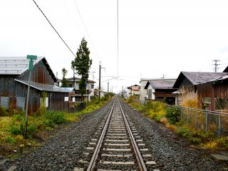 The rail tracks divide the city of Yokote into two