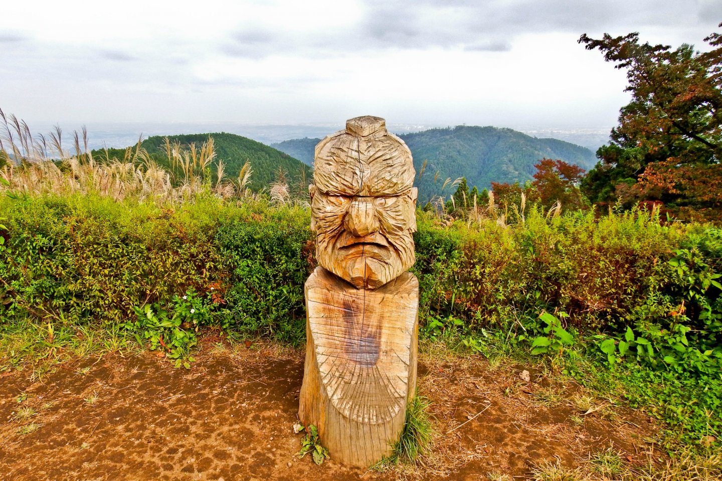 A Tengu, (a Long-nosed Demon) at the peak of Kobotoke-Shiroyama; the third accomplishment of the hike