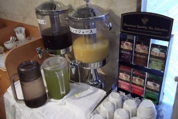 <p>Coffee, juice and tea for breakfast</p>