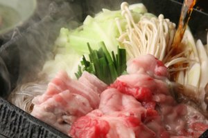 Scrumptious sukiyaki, a winter classic, set to simmer before the show begins.