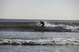 One of the many surfers