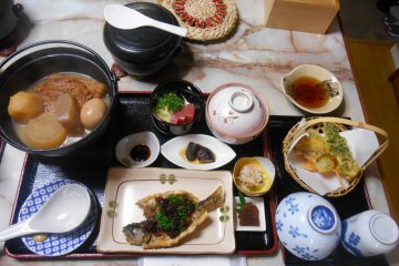 <p>The dinner in the Minshuku Yamamoto</p>