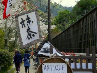 Unique spring banner of recycled kimono cloth