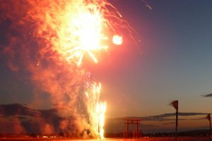 Fireworks light the lake Tori