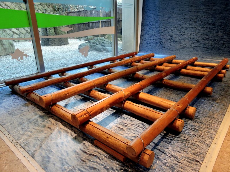 <p>You can try standing on this bamboo float</p>