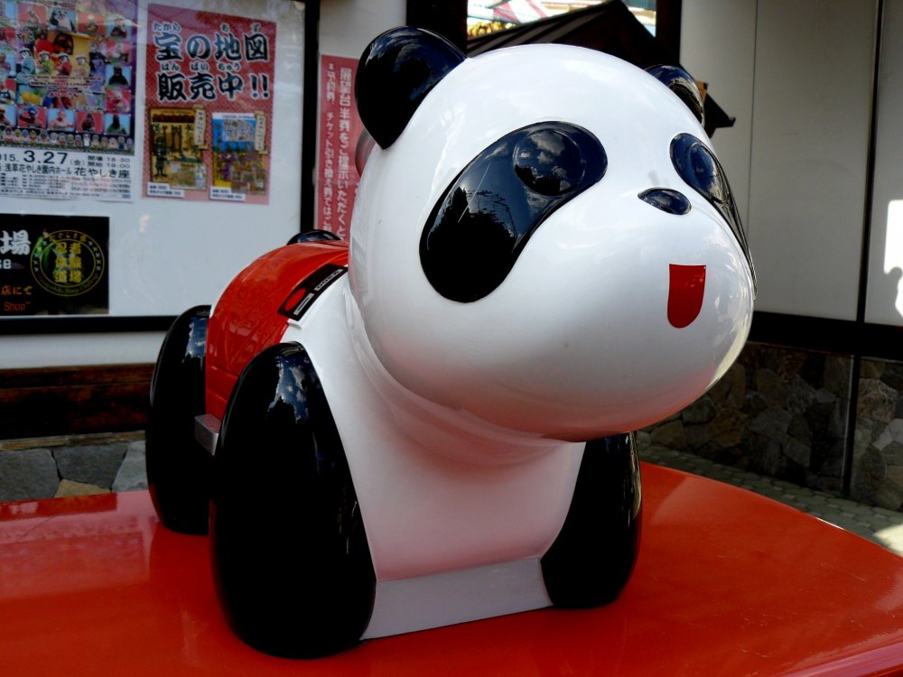 Как вы думаете, где сидит эта красавица панда? Ее не пропускает не одна стайка школьниц (и не только)