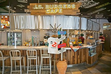 <p>Eat In or Take Out at J.S. Burgers Cafe</p>