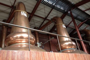 <p>The copper distillation vats have a very unique shape and are an identifying mark throughout the compound</p>