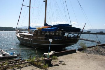a ship moored at Ushimado yacht club