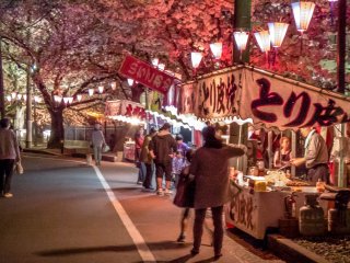 The number of stalls increases as you walk down along the river away from Gumiyoji Station
