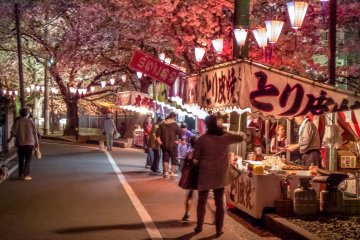 The number of stalls increases as you walk down along the river away from Gumiyoji Station