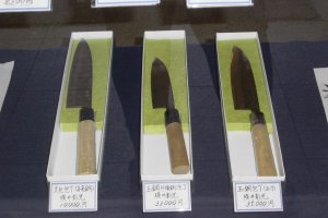 A selection of knives you can buy at the Bizen Osafune Sword Museum gift shop