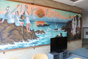 <p>Ama diver art overlooking the main lounge</p>