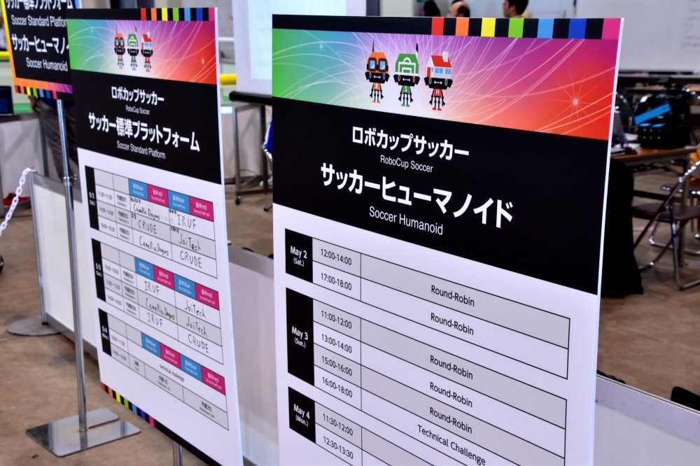 A schedule board of Robocup Japan 2015
