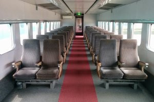 Inside the rather spacious old bullet trains