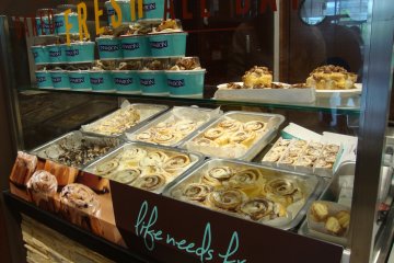 <p>The variety of Cinnabon treats available for purchase</p>