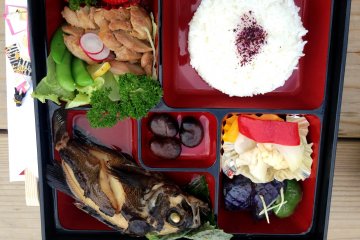 The simple, healthy Japanese bento boxes as part of their dinner package.