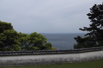 <p>The view out from the villa across the ocean</p>