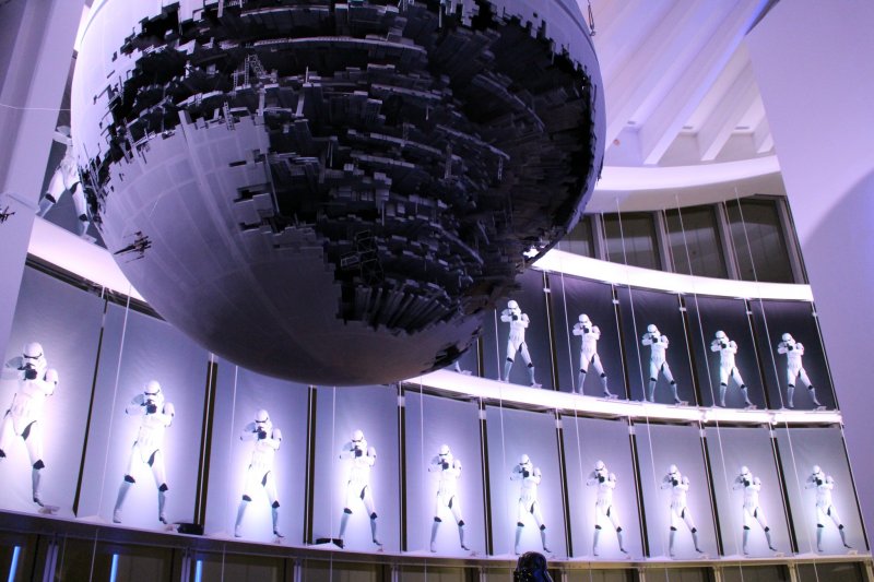 <p>Death Star exhibit at the entrance&nbsp;&copy; &amp; TM Lucasfilm Ltd.</p>