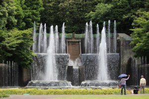 This waterfall and large fountain is a symbol of Kawaguchi Green Center. They have a display at 10am, noon and 2pm.