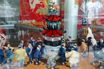 <p>A close-up of a model of one of the Myoken&nbsp;Festival floats</p>