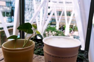 A latte from&nbsp;Id&eacute;e Caf&eacute; Parc on their outdoor terrace&nbsp;