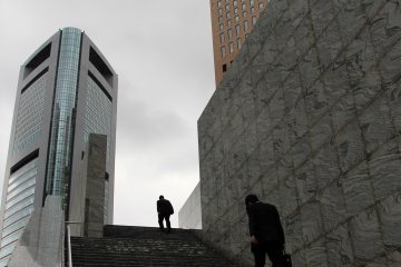 <p>Two salarymen lost in the urban jungle of Shiodome on a Saturday afternoon</p>