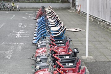 <p>These fast rides wait patiently for their next (rental) owners...</p>