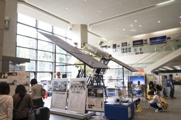 <p>This full scale replica of the Hayabusa&nbsp;unmanned spacecraft is the centrepiece of the entire exhibition hall.</p>