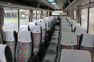 Inside the seats are comfortable and the bus is clean