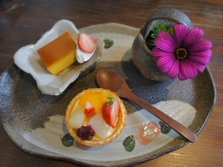 Healthy sweets served on beautiful clay plates