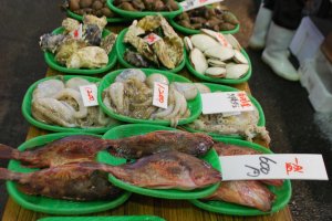 A variety of seafood for sale