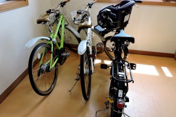 <p>You can hire bicycles at the station</p>