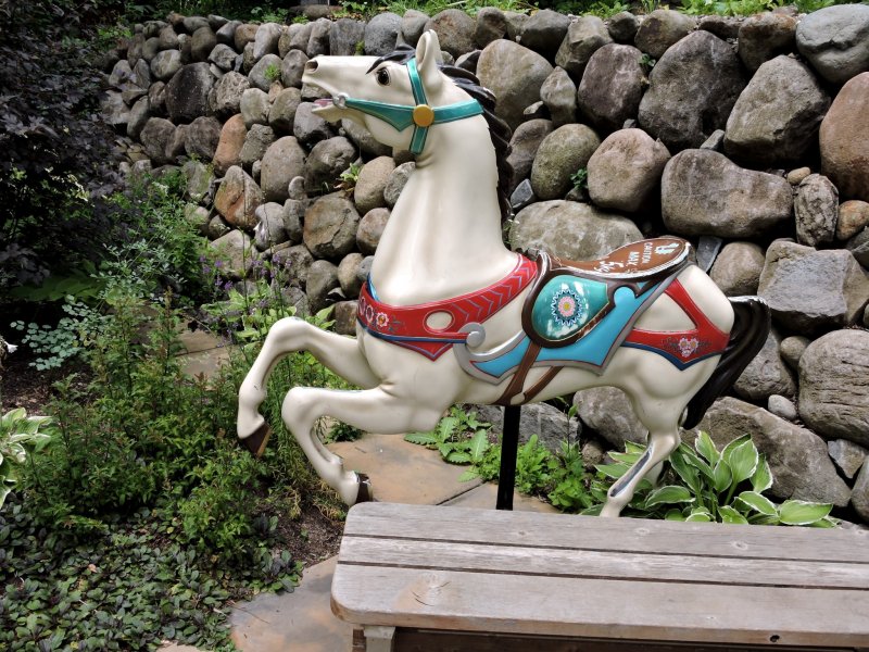 <p>Long before I stumbled across the carousel I found this horse in the garden</p>