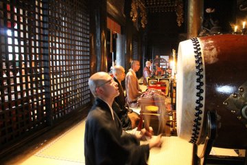 <p>The Monks of Kinpusenji Temple during the Asaza Morning Service</p>