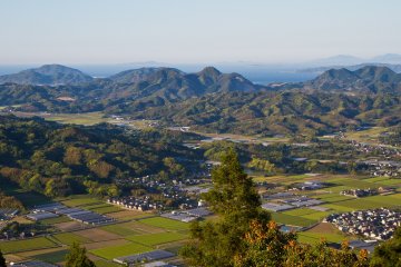 <p>Panoramic view from Mt. Kaya overlooking the rural Itoshima Peninsula</p>