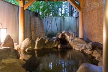 <p>One of the two private onsen at the Roan</p>