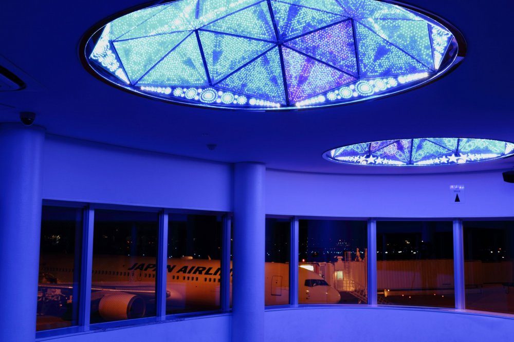 Observation deck illuminated by LED
