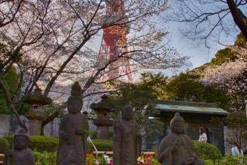 Buddhist statues and Tokyo Tower