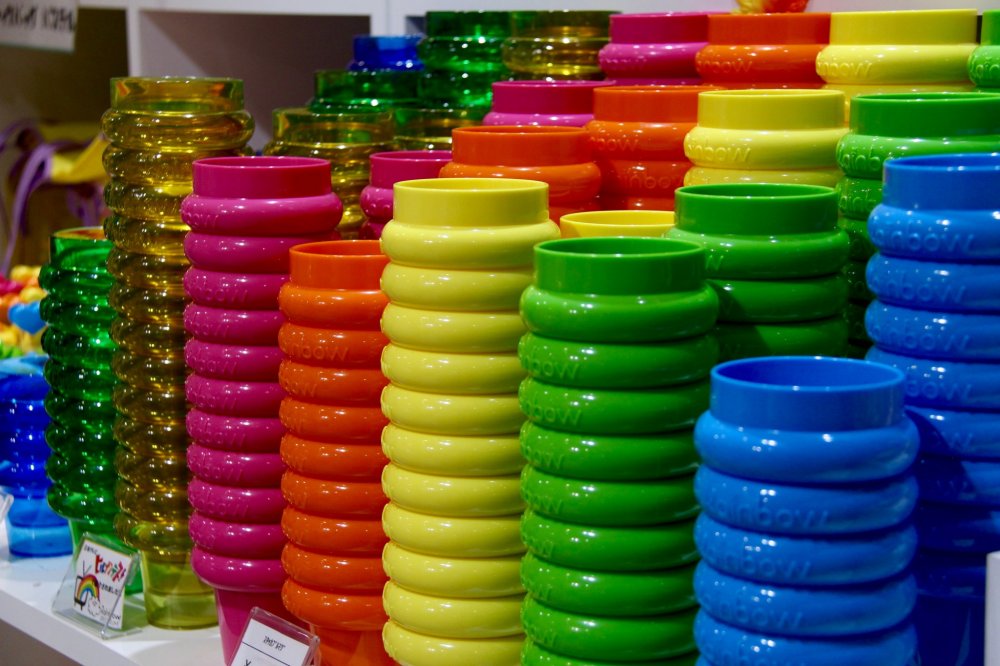 Colored mugs you can stack, which actually is very handy