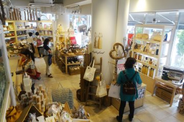<p>The shop downstairs sells English specialty foods</p>