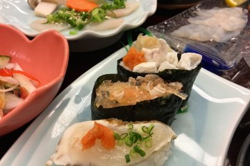 <p>It includes pufferfish in various cooking: raw, sushi, grilled, salad, fried and soup.</p>