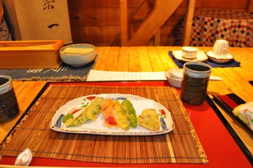 Colorful summer tempura presentation